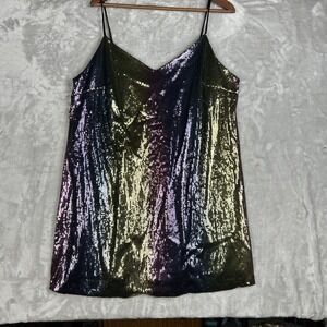 Sequin Party Dress‎ Rainbow Iridescent Mini Spaghetti Strap V Neck
